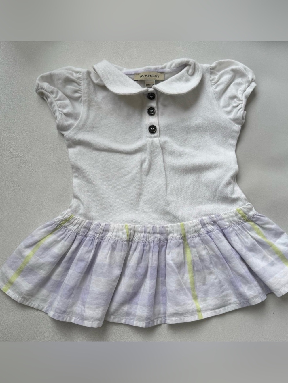 Burberry Baby kid dress polo 3/6 months short sleeves Burberry white